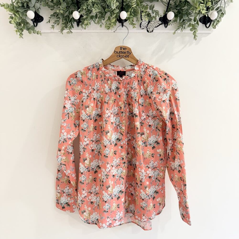 J.Crew Liberty Fabric Josephine Floral Classic Ruffle Popover Shirt Size 2 NWT